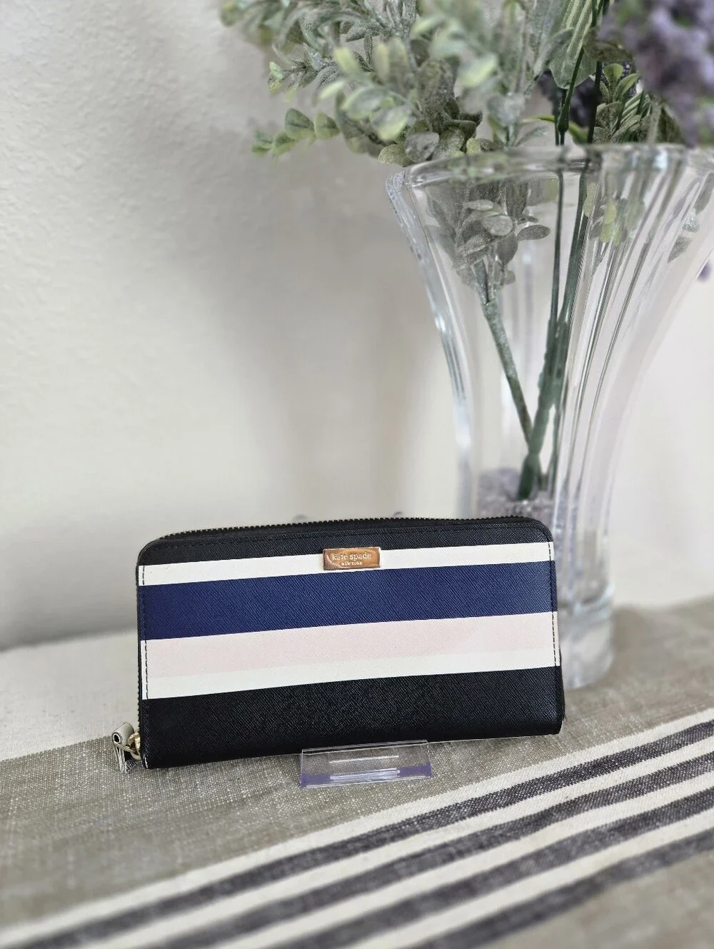 Kate Spade Striped Zip-Around Wallet